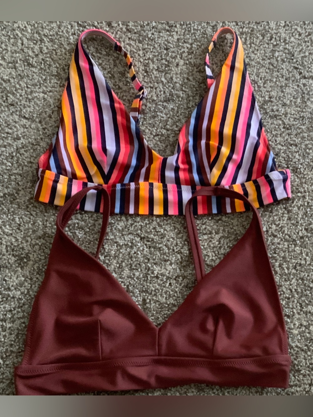 aerie Multicolor Striped & Burgundy Swim Top size:M